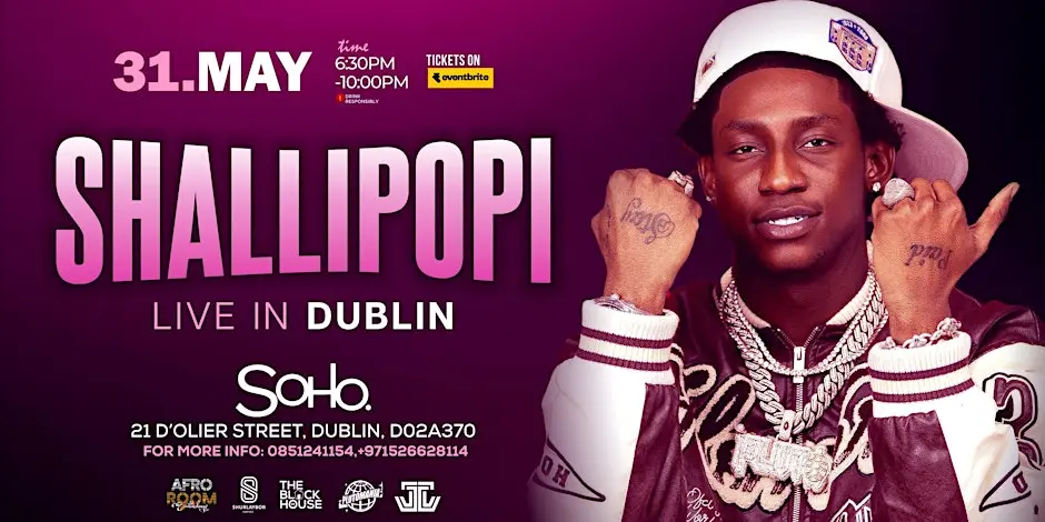 Shallipopi Live in Dublin Sun 31st May 2026