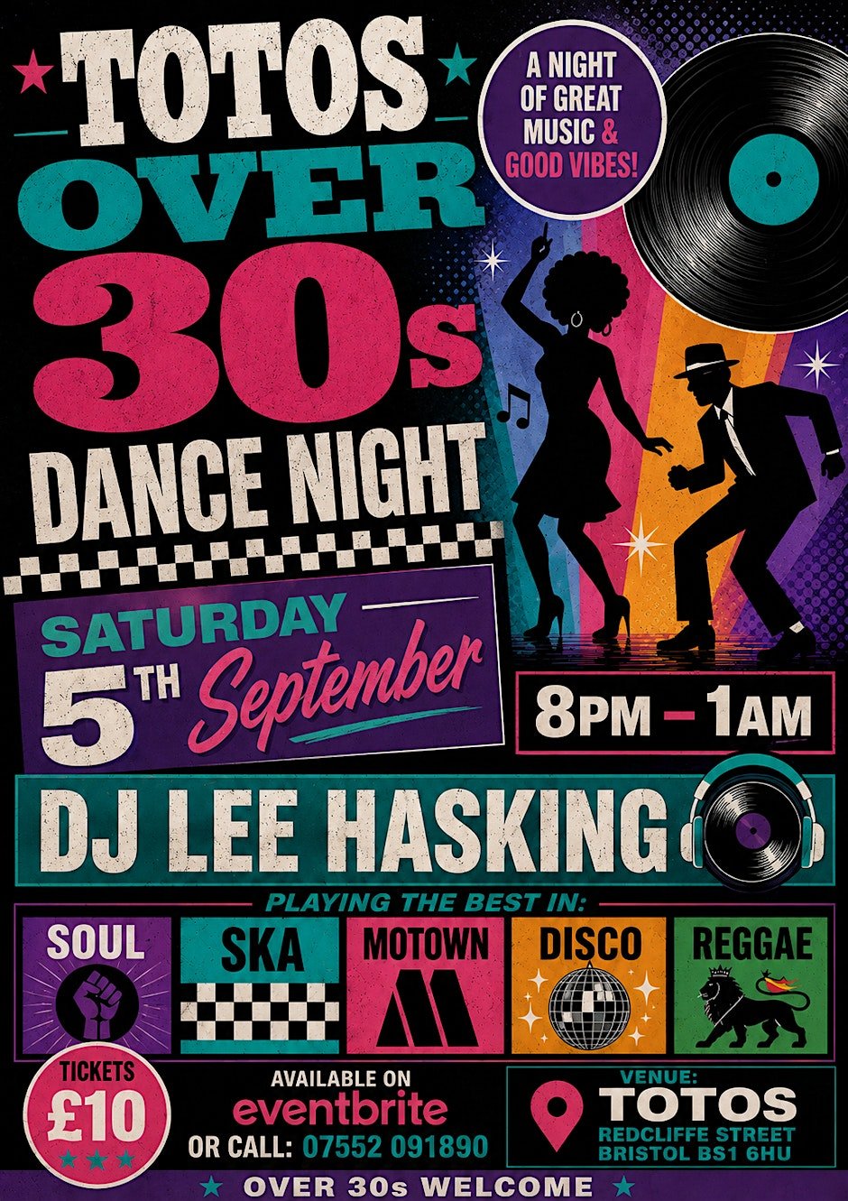 Totos Dj Lee Hasking over 30s event Motown ska disco northern soul reggae