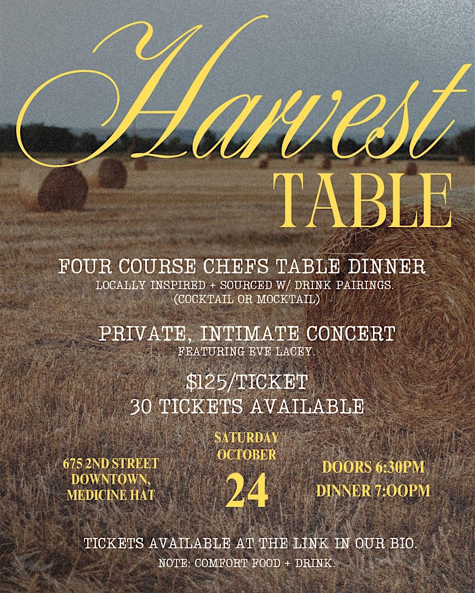 Harvest Table w/ note: comfort food + drink